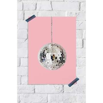 VMXWLL Vintage Pink Poster Retro Disco Balls-70s 80s Vintage Style Wall Art Canvas Poster Aesthetic for Preppy Room Living Room Bedroom Playroom Unframe-style 12x18inch(30x45cm)