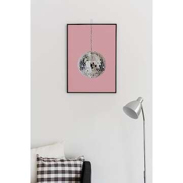 VMXWLL Vintage Pink Poster Retro Disco Balls-70s 80s Vintage Style Wall Art Canvas Poster Aesthetic for Preppy Room Living Room Bedroom Playroom Unframe-style 12x18inch(30x45cm)