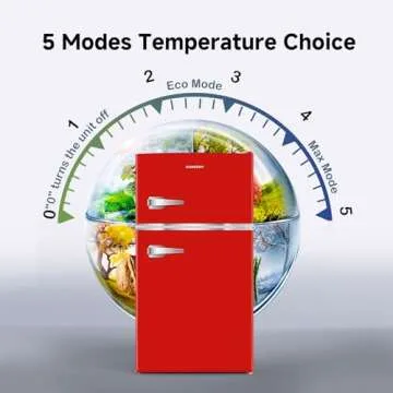 BANGSON Mini Fridge with Freezer, 3.2 CU.FT Small Refrigerator with Freezer, Door Handle, Bottle Opener, For Bedroom, Dorm, Office, Home, Garage or RV, (Red)