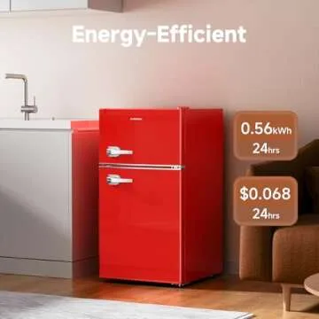 BANGSON Mini Fridge with Freezer, 3.2 CU.FT Small Refrigerator with Freezer, Door Handle, Bottle Opener, For Bedroom, Dorm, Office, Home, Garage or RV, (Red)