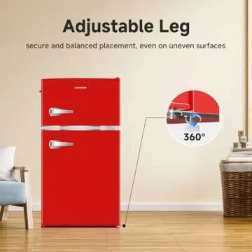 BANGSON Mini Fridge with Freezer, 3.2 CU.FT Small Refrigerator with Freezer, Door Handle, Bottle Opener, For Bedroom, Dorm, Office, Home, Garage or RV, (Red)
