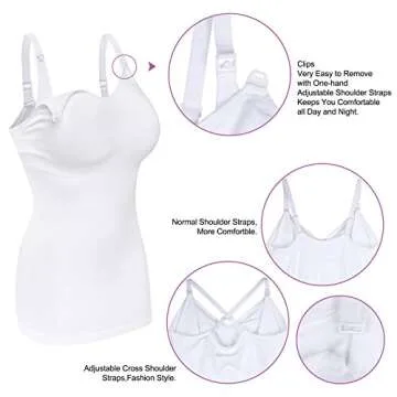 Womens Nursing Tank Tops Cami for Breastfeeding Maternity Postpartum Tops Adjustable Straps