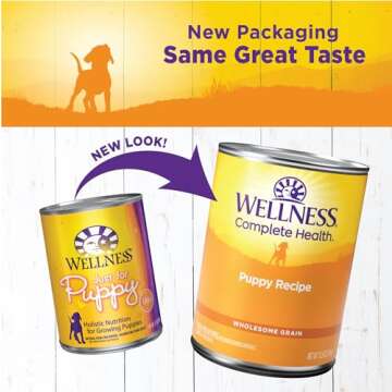 Wellness Complete Health Natural Wet Canned Puppy Food, Puppy Chicken & Salmon 12.5-Ounce Can (Pack ...