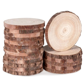Lemonfilter 16 Pcs Wood Slices - Rustic Craft Kit for Wedding & Christmas Decor
