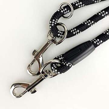 Codepets Long Rope Dog Leash for Dog Training 12FT 20FT 30FT 50FT, Reflective Threads Dog Leashes Tie-Out Check Cord Recall Training Agility Lead for Large Medium Small Dogs (Black, 10mm*12ft)