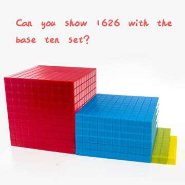 Base Ten Blocks Set - 121PCs Base 10 Set Learning Math Manipulative Teach Kids Volume, Place Value and Number Concepts for Early Counting Math in School or Home