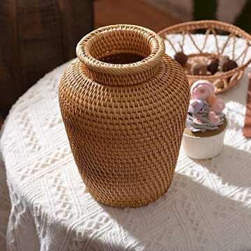 Autumn Rattan Woven Vase Art Vase Fashion Tabletop Decoration Plants Flower Pot Faddish Home Gardening Supplies Flower