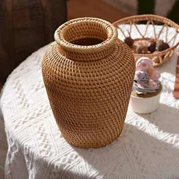 Autumn Rattan Woven Vase Art Vase Fashion Tabletop Decoration Plants Flower Pot Faddish Home Gardening Supplies Flower