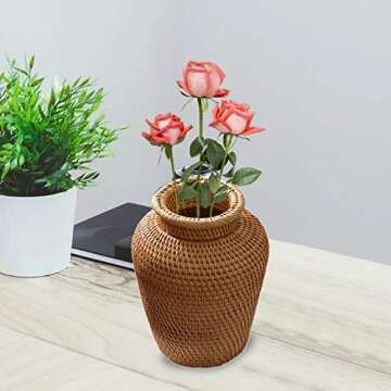 Autumn Rattan Woven Vase Art Vase Fashion Tabletop Decoration Plants Flower Pot Faddish Home Gardening Supplies Flower