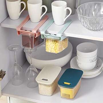 Food Storage Containers with Lids，BPA-free Airtight Pull-out Fridge Drawer Organizer，Food Fresh-keeping Organizer Container with Strainers,Used in storing Fruits Vegetables Meat Fresh Fish（Pink+Blue）