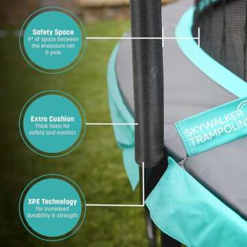 SKYWALKER TRAMPOLINES 9 x 15 FT Rectangle Trampoline with Safety Enclosure Net, Outdoor Trampoline, ASTM Approved, Recreational Trampoline for Kids