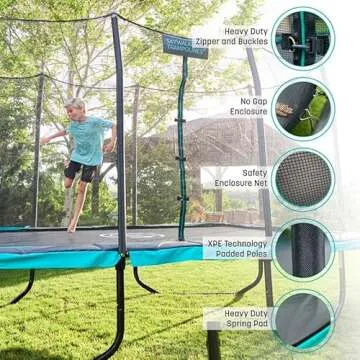 SKYWALKER TRAMPOLINES 9 x 15 FT Rectangle Trampoline with Safety Enclosure Net, Outdoor Trampoline, ASTM Approved, Recreational Trampoline for Kids