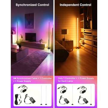 YTDRGB LED Floor Lamp - Smart, Alexa Compatible - Set of 2