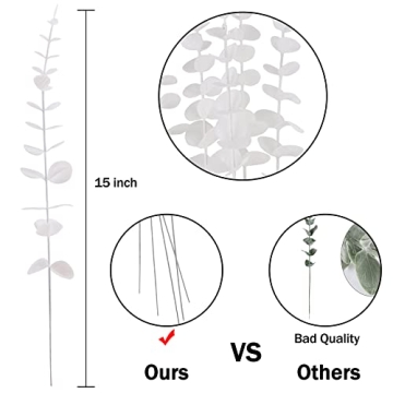 FEQO 36 Pcs White Eucalyptus Stems for Elegant Decor