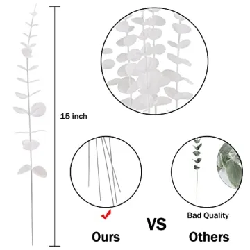 FEQO 36 Pcs White Eucalyptus Stems for Elegant Decor