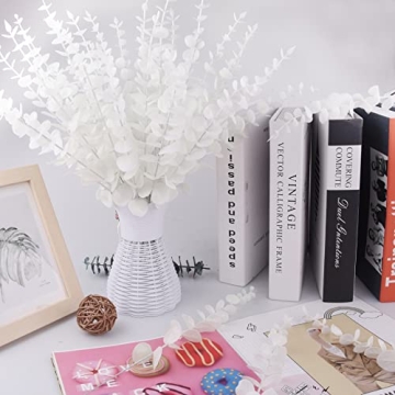 FEQO 36 Pcs White Eucalyptus Stems for Elegant Decor