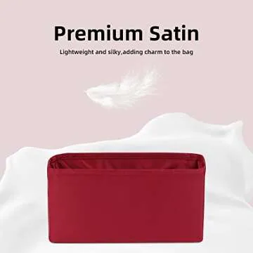 DGAZ Silk Purse Organizer Insert For Lady-Dior Micro/Mini/S/M/L bags，Silky Smooth Bag Organizer，Luxury Handbag & Tote Shaper（Wine Red，Micro）