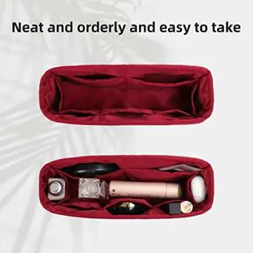 DGAZ Silk Purse Organizer Insert For Lady-Dior Micro/Mini/S/M/L bags，Silky Smooth Bag Organizer，Luxury Handbag & Tote Shaper（Wine Red，Micro）