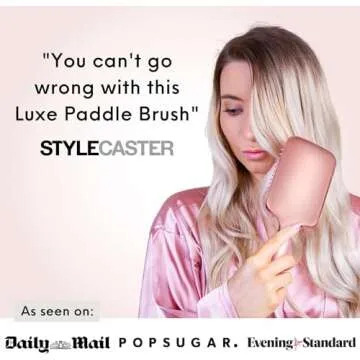 Lily England Hair Brush for Women For All Hair Types - Professional Paddle Brush for Blow Drying, Hair Detangling, & Straightening - Flat Hairbrush With Gel Handle for Easy Grip, Rose Gold