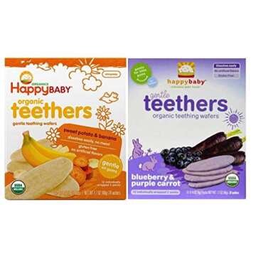 Happy Baby Organic Teethers 2 Flavor Bundle: Safe and Delicious Teething Wafers for Babies