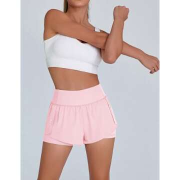 PINSPARK 2 in 1 Running Shorts for Women with Pockets