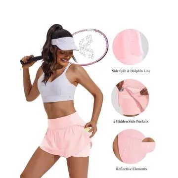 PINSPARK 2 in 1 Running Shorts for Women with Pockets