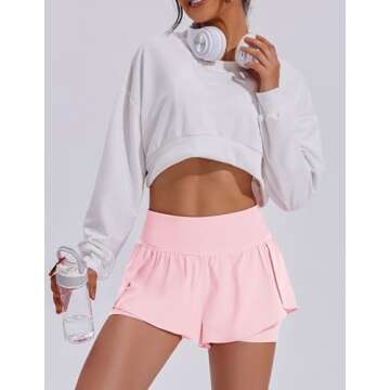 PINSPARK 2 in 1 Running Shorts for Women with Pockets