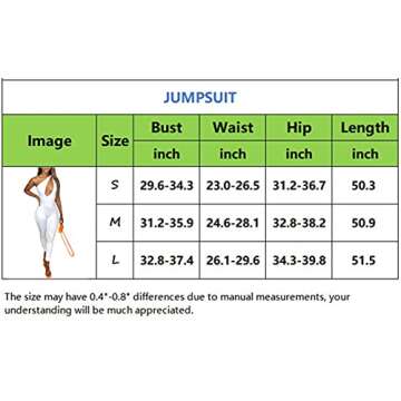 Hilinker Women's Sexy One Shoulder Sleeveless Bodycon Long Pants Jumpsuits Rompers White Large