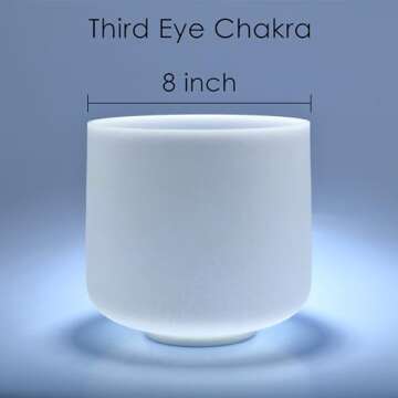 TOPFUND A Note Crystal Singing Bowl 8 inch Third Eye Chakra with Heavy Duty Carrying Case and Suede Mallet
