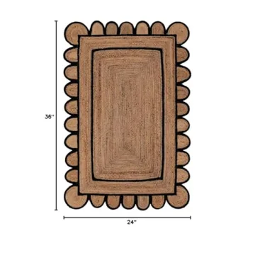 Stylish Hand Braided Jute Rug in Black for Home Decor