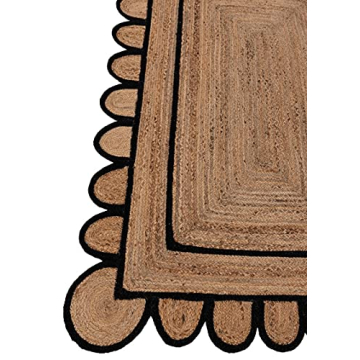 Stylish Hand Braided Jute Rug in Black for Home Decor