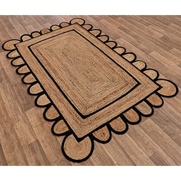 Stylish Hand Braided Jute Rug in Black for Home Decor
