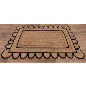 Stylish Hand Braided Jute Rug in Black for Home Decor