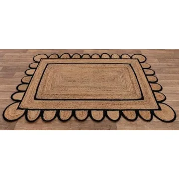 Stylish Hand Braided Jute Rug in Black for Home Decor
