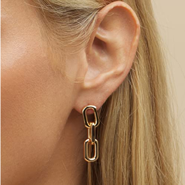 18K Gold Plated Drop Chain Earrings for Women