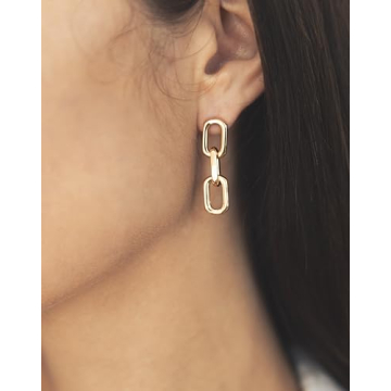 18K Gold Plated Drop Chain Earrings for Women