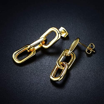 18K Gold Plated Drop Chain Earrings for Women