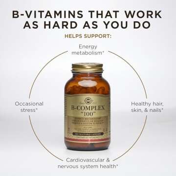 Solgar B-Complex "100", 100 Vegetable Capsules - Heart Health - Nervous System Support - Supports Energy Metabolism - Non GMO, Vegan, Gluten/ Dairy Free, Kosher, Halal - 100 Servings