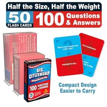 US Citizenship Flash Cards 2025: Compact Naturalization Test Study Guide with 100 USCIS Questions & Answers, New Turn & Flip Method, Lightweight & Portable with Online Audio