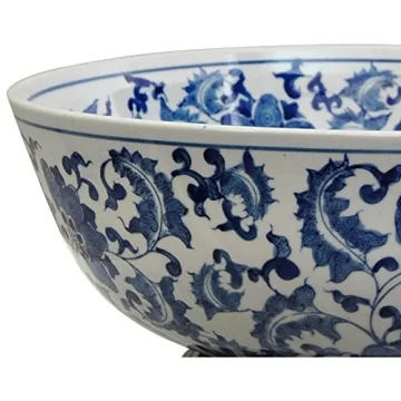 Stunning Red Lantern Blue & White Decorative Bowl for Home