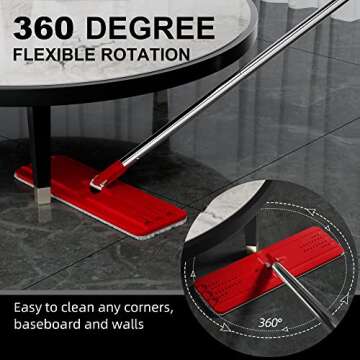 BOSHENG Mop and Bucket with Wringer Set, Flat Floor Mop and Bucket, with 3 Microfiber Mops for Floor...