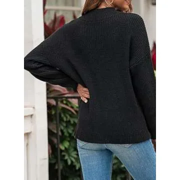 EVALESS Quarter Zip Sweaters for Women Waffle Kint Long Sleeve Pullover Sweater Business Casual Outfits