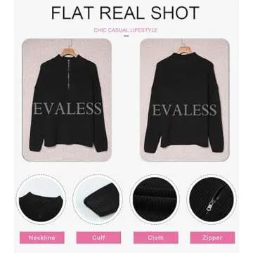 EVALESS Quarter Zip Sweaters for Women Waffle Kint Long Sleeve Pullover Sweater Business Casual Outfits