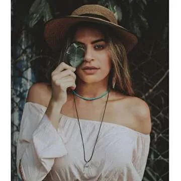 Turquoise Gemstone Beaded Satellite Chain Necklace Boho Vintage Handmade Blue Turquoise Choker Necklace for Women Adjustable 18K Gold Plated 15”