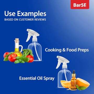 Bar5F Empty Clear Spray Bottle Adjustable Head Sprayer from Fine to Stream, Natural, 16 Oz, Pack of 3