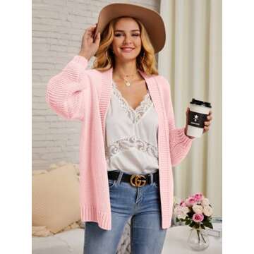 Tutorutor Womens Oversized Love Heart Pattern Print Open Front Cardigan Sweaters Casual Boho Valenti...