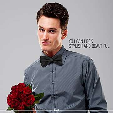 Burlet Bow Tie - Black Bow Tie - Bow Tie For Men - Bowtie Men - Silk Look