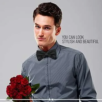 Burlet Bow Tie - Black Bow Tie - Bow Tie For Men - Bowtie Men - Silk Look