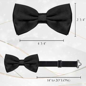 Burlet Bow Tie - Black Bow Tie - Bow Tie For Men - Bowtie Men - Silk Look