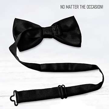 Burlet Bow Tie - Black Bow Tie - Bow Tie For Men - Bowtie Men - Silk Look